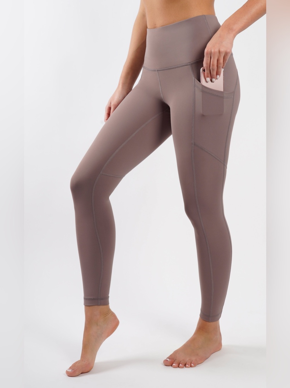 90 Degree By Reflex 7/8 High-Waist Taupe Leggings